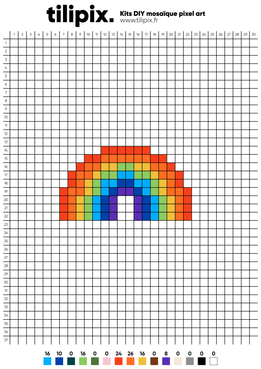 Pixel art Arc-en-ciel - Tilipix