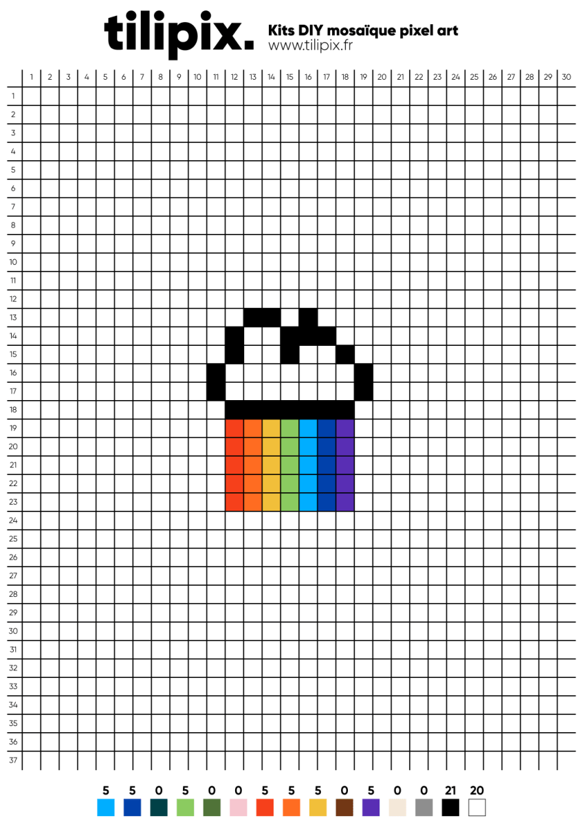 Pixel art arc-en-ciel facile - Tilipix
