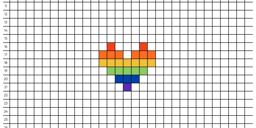 Pixel art Cœur arc-en-ciel - Tilipix