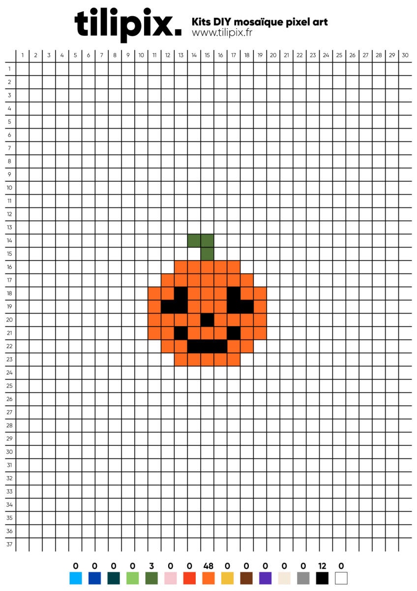Pixel Art Halloween • Modèle gratuit à imprimer – Tilipix