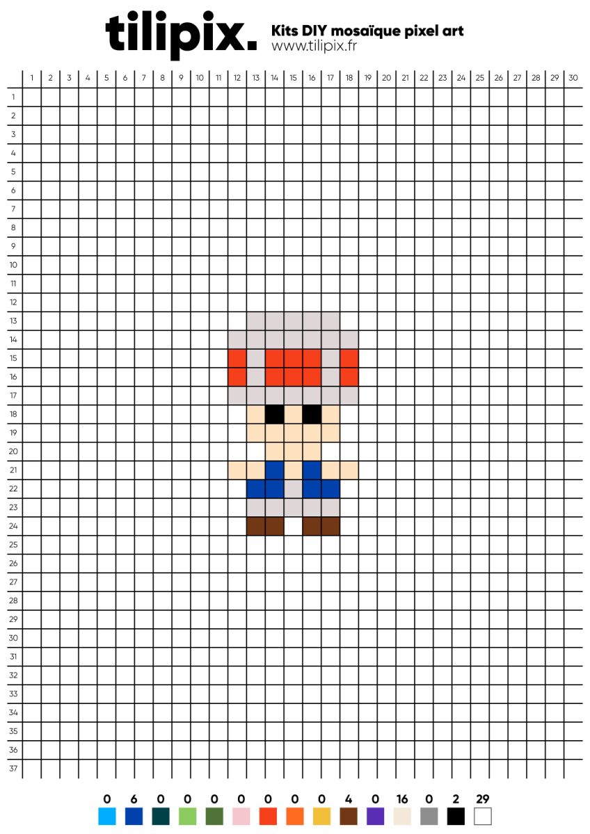 Pixel art Mario Toad - Tilipix