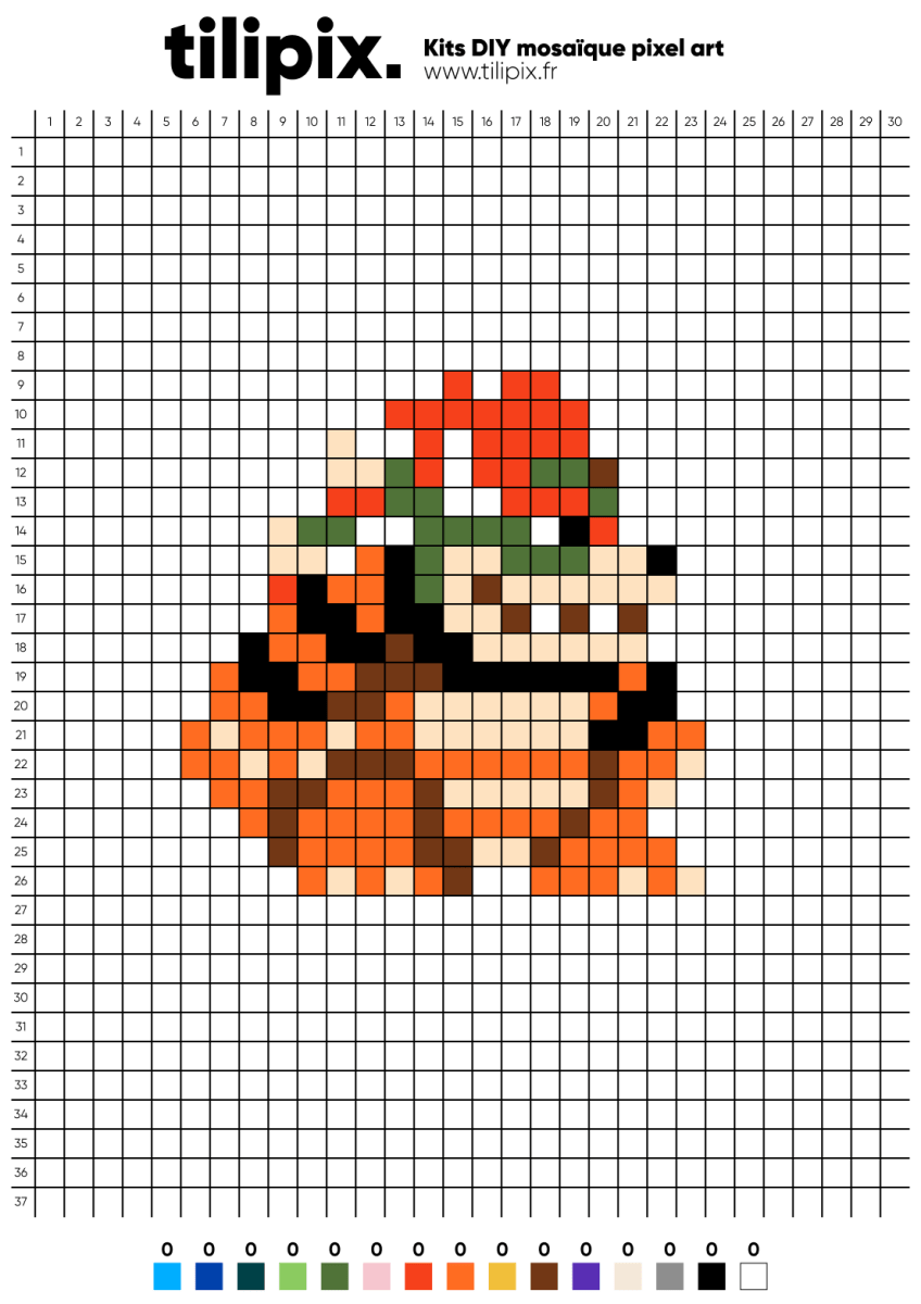 Pixel art Mario Bowser - Tilipix