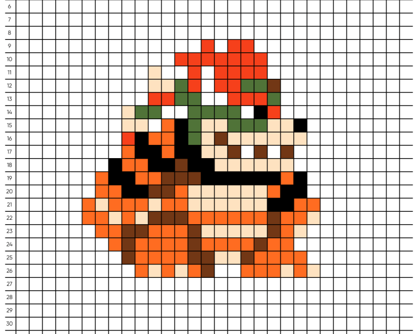 Pixel art Mario Bowser - Tilipix
