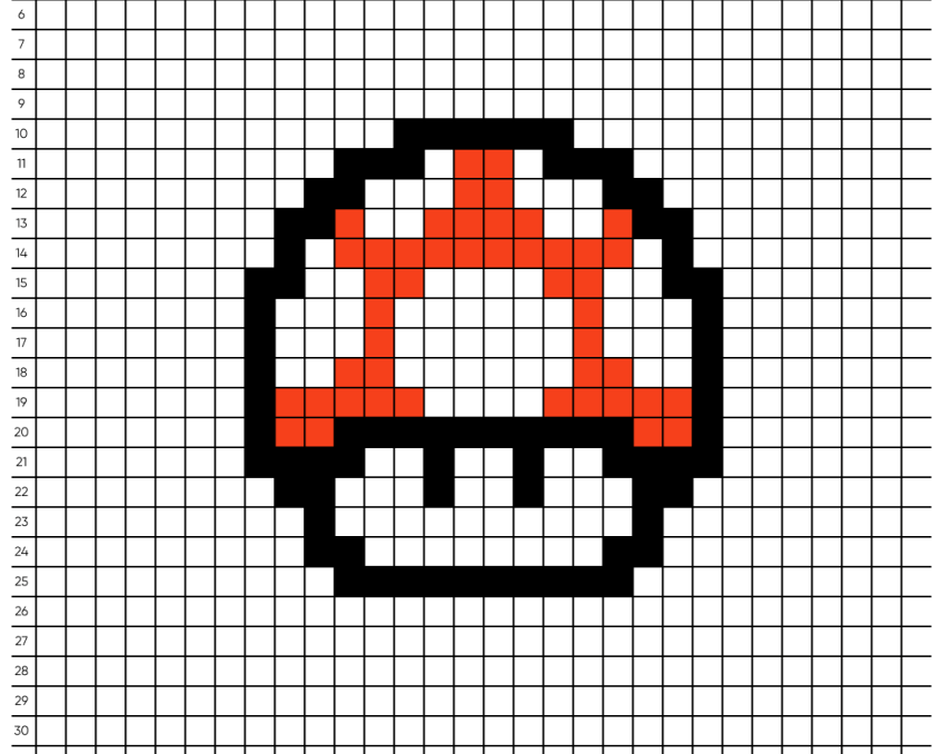 Pixel art Mario Champignon - Tilipix