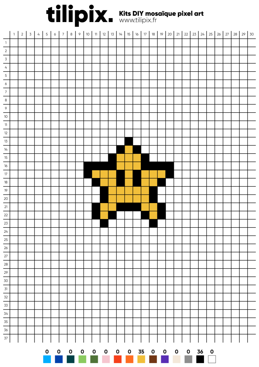 Pixel art Mario Etoile - Tilipix