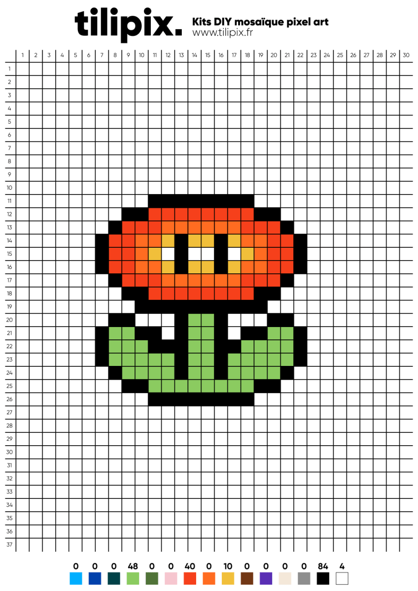 Pixel art Mario Fleur - Tilipix