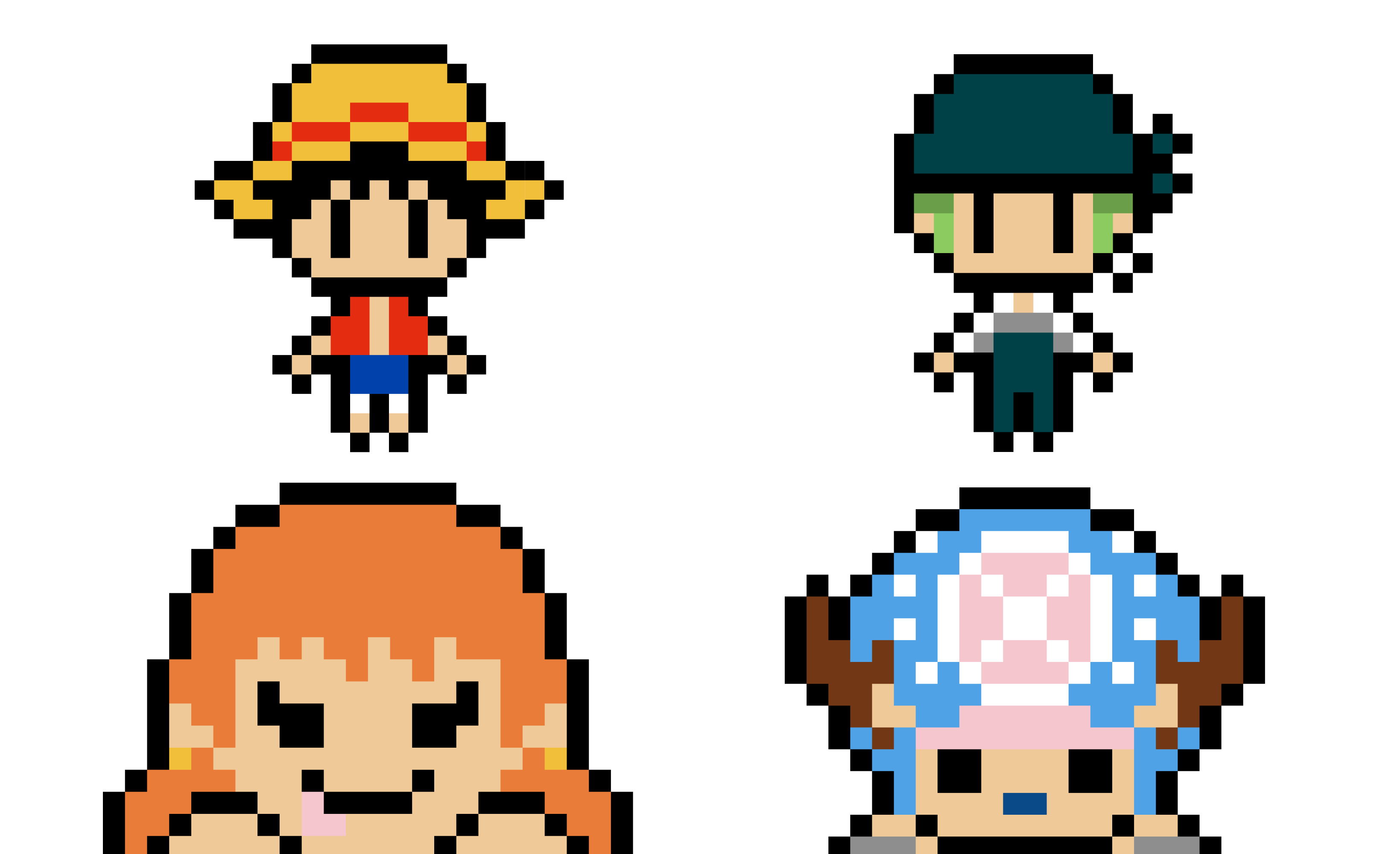 Pixel Art One Piece : Luffy, Zoro, Nami, et Chopper à recréer