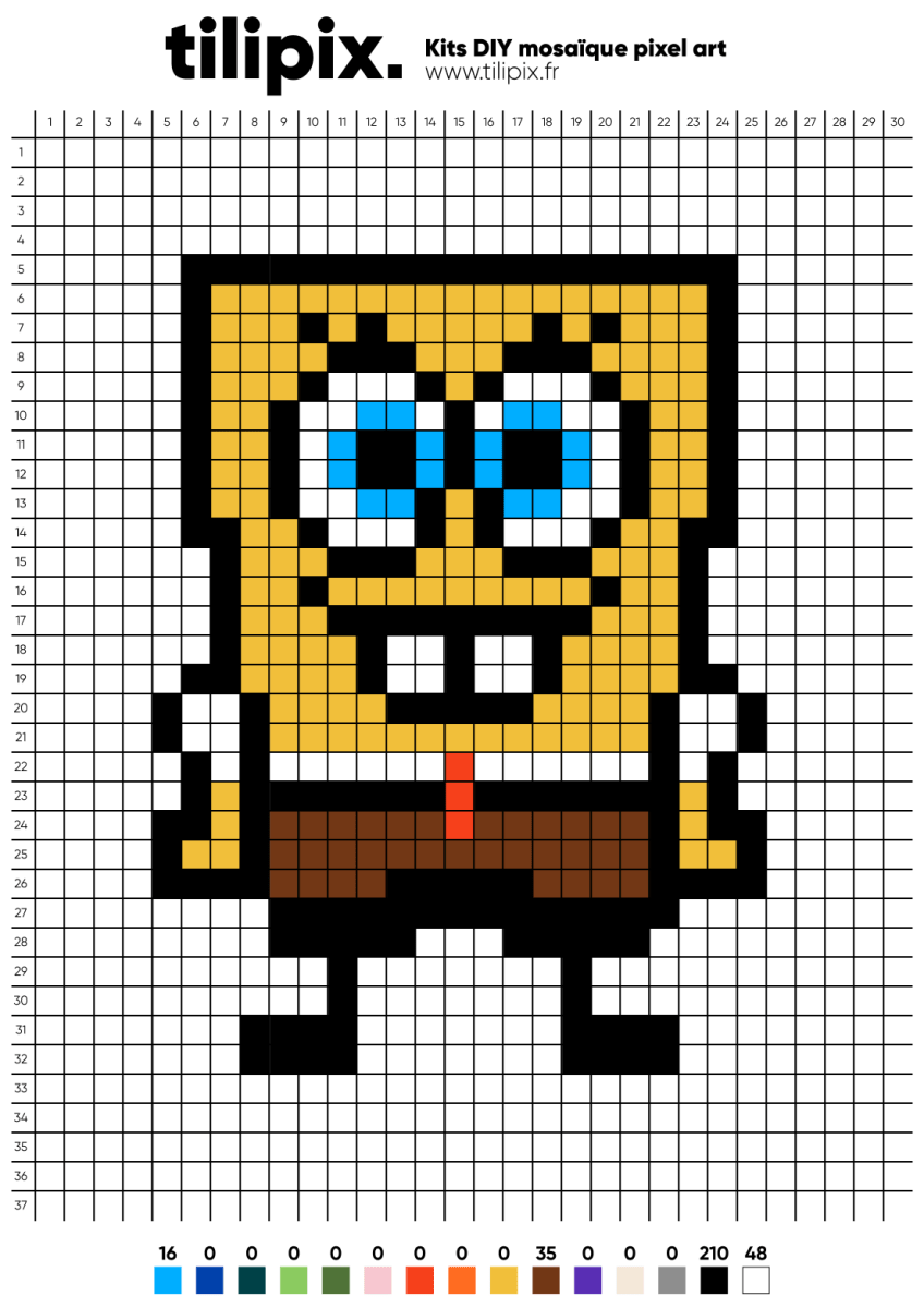 Pixel art Bob l’éponge - Tilipix