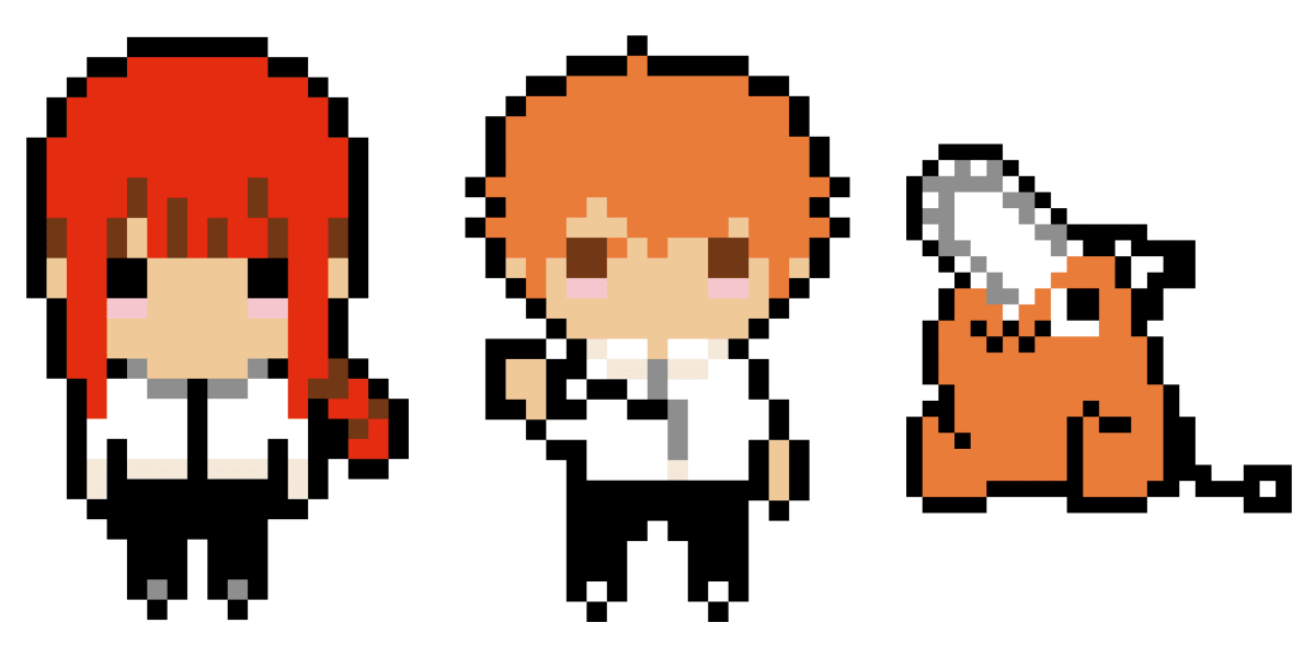 Pixel Art Chainsaw Man : Denji, Makima, et Pochita à recréer - Tilipix