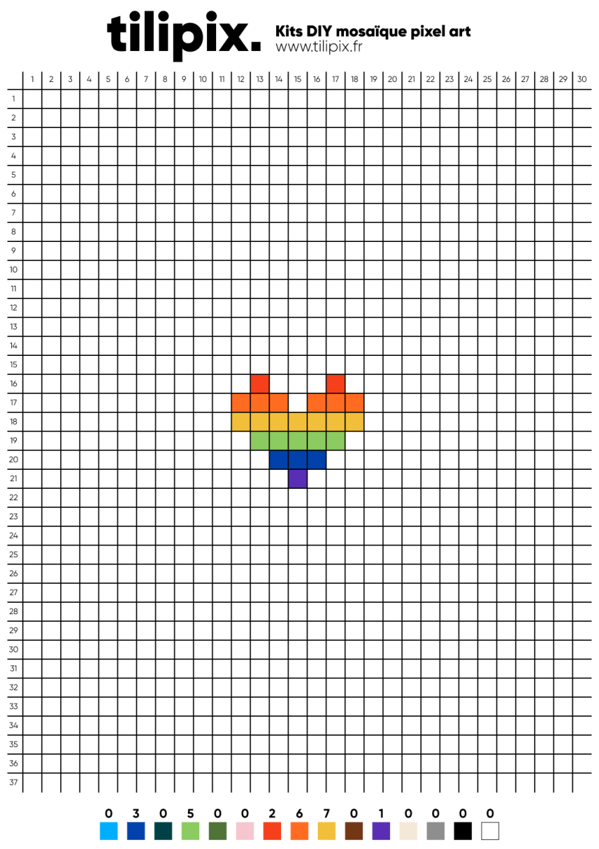 Pixel art Cœur arc-en-ciel - Tilipix