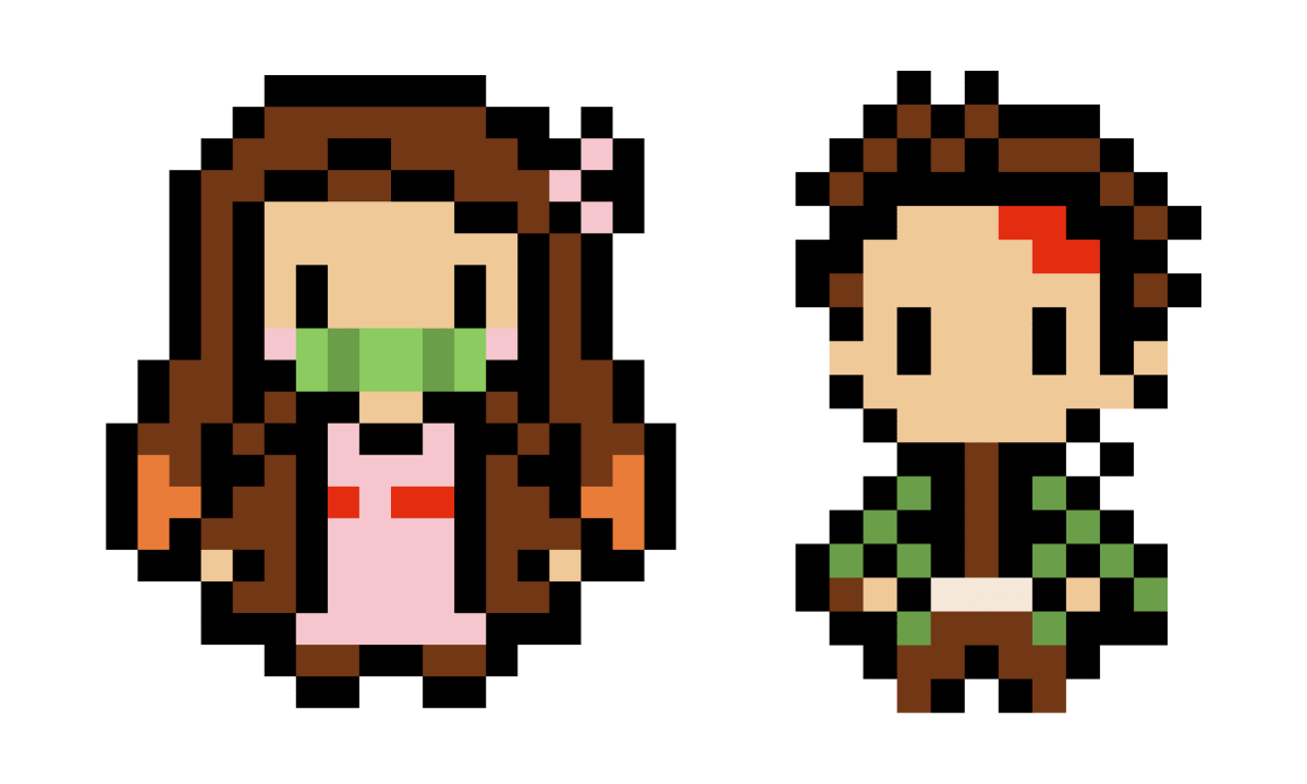 Pixel Art Demon Slayer : Tanjiro et Nezuko à recréer - Tilipix