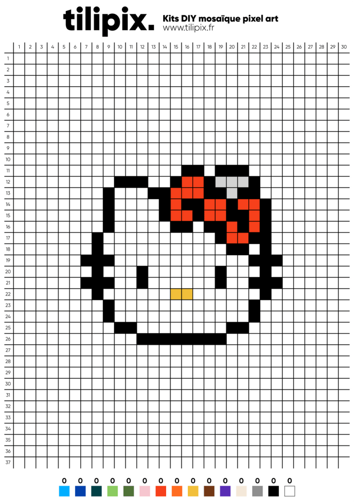 Hello Kitty Pixel Art • Free Printable Template – Tilipix