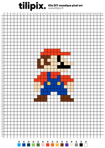 Mario Bros Pixel Art • Free Printable Template – Tilipix