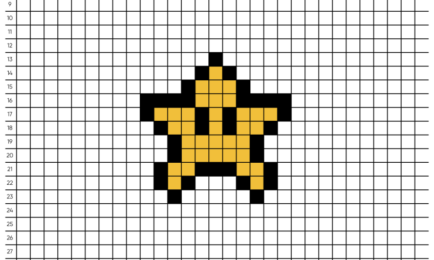 Pixel art Mario Etoile - Tilipix