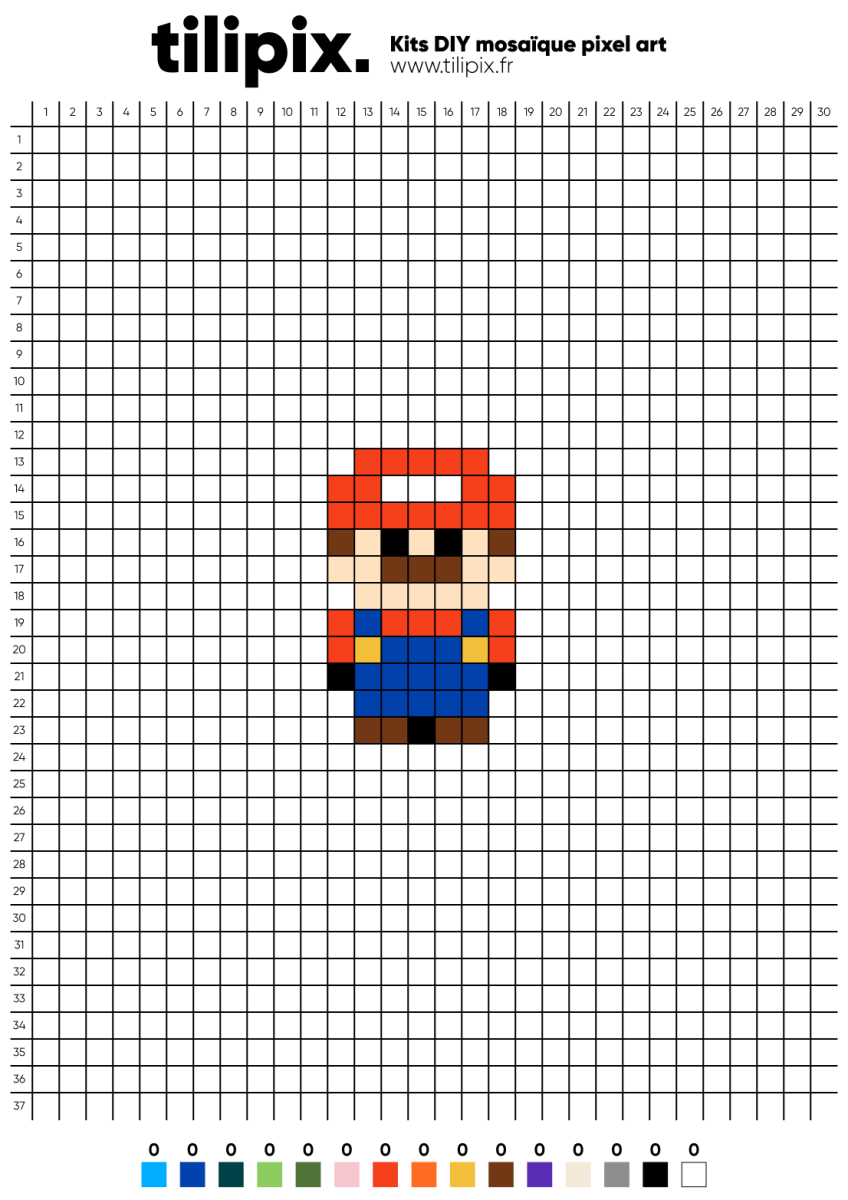 Pixel art Mario facile - Tilipix