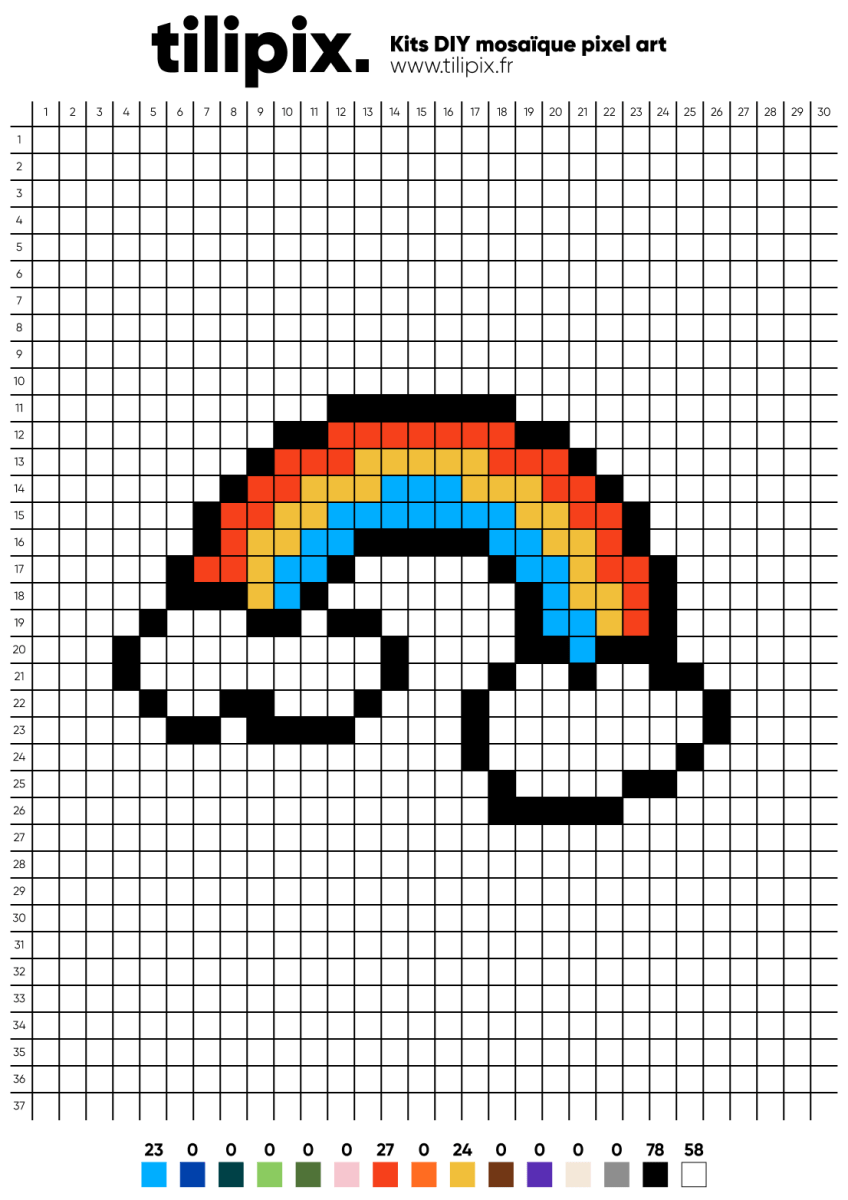 Pixel art Nuage arc-en-ciel - Tilipix