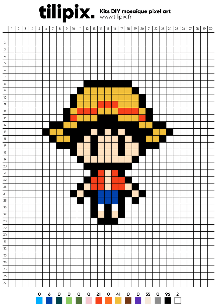 Pixel Art One Piece • Modèle gratuit à imprimer – Tilipix