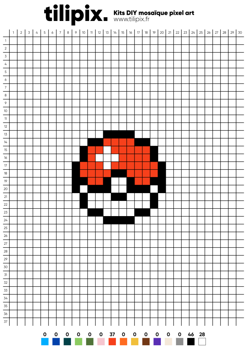 Pixel art Pokéball - Tilipix