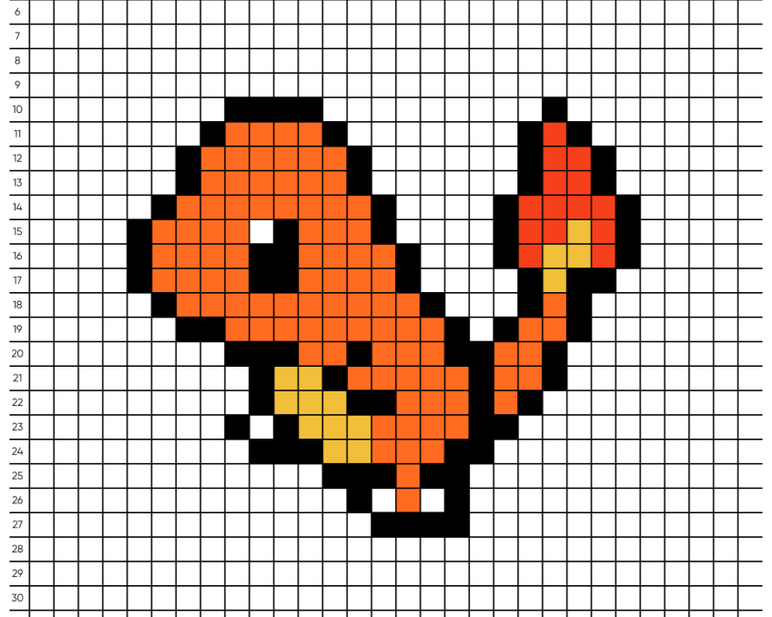 Pixel art Pokemon Salamèche - Tilipix