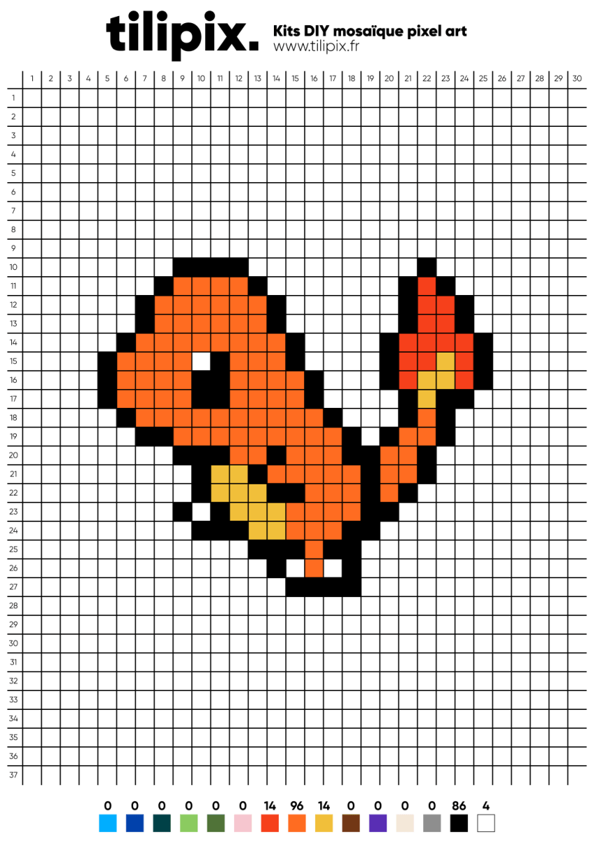 Pixel art Pokemon Salamèche - Tilipix