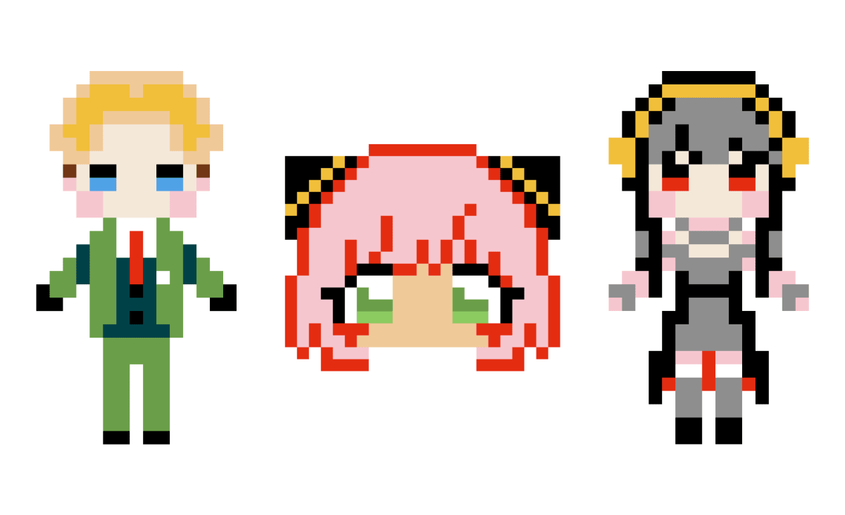 Pixel Art Spy X Family : Anya, Yor, et Lloyd à recréer - Tilipix