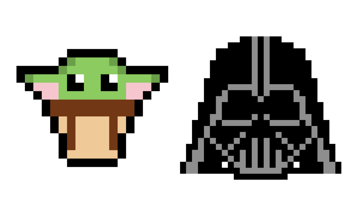Pixel Art Star Wars : Baby Yoda et Dark Vador à recréer - Tilipix