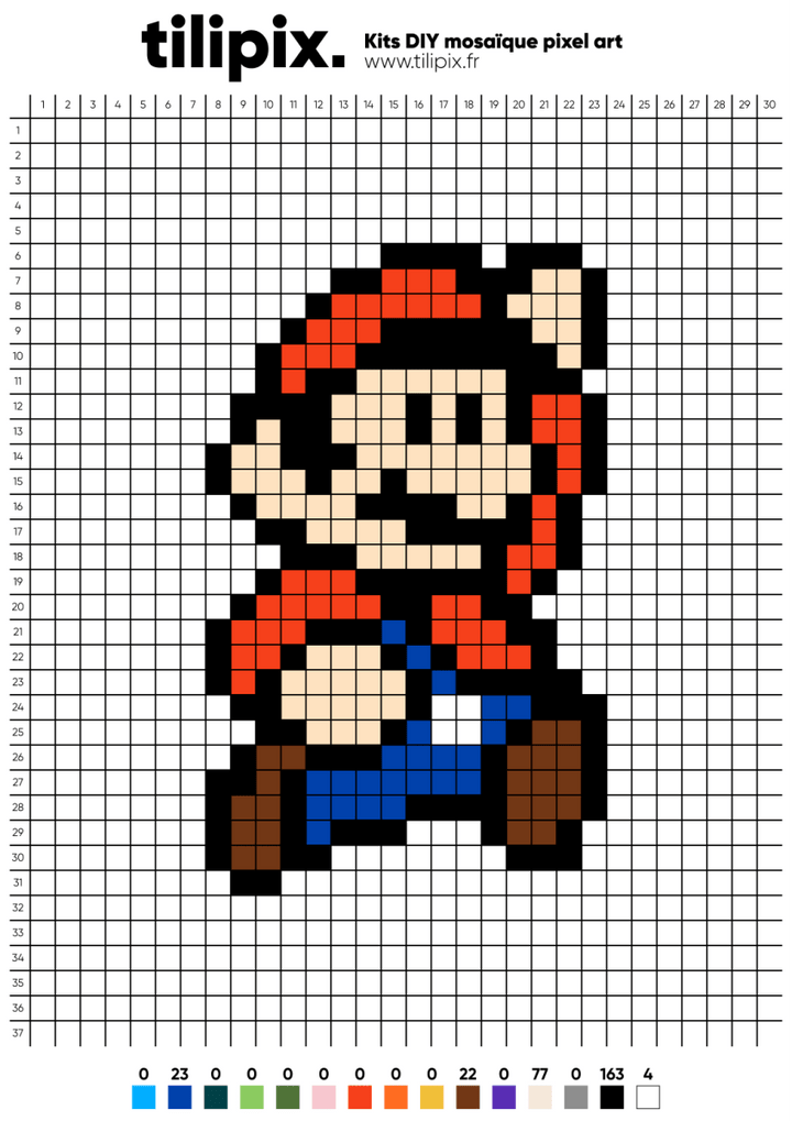 Super Mario Pixel Art • Free Printable Template – Tilipix