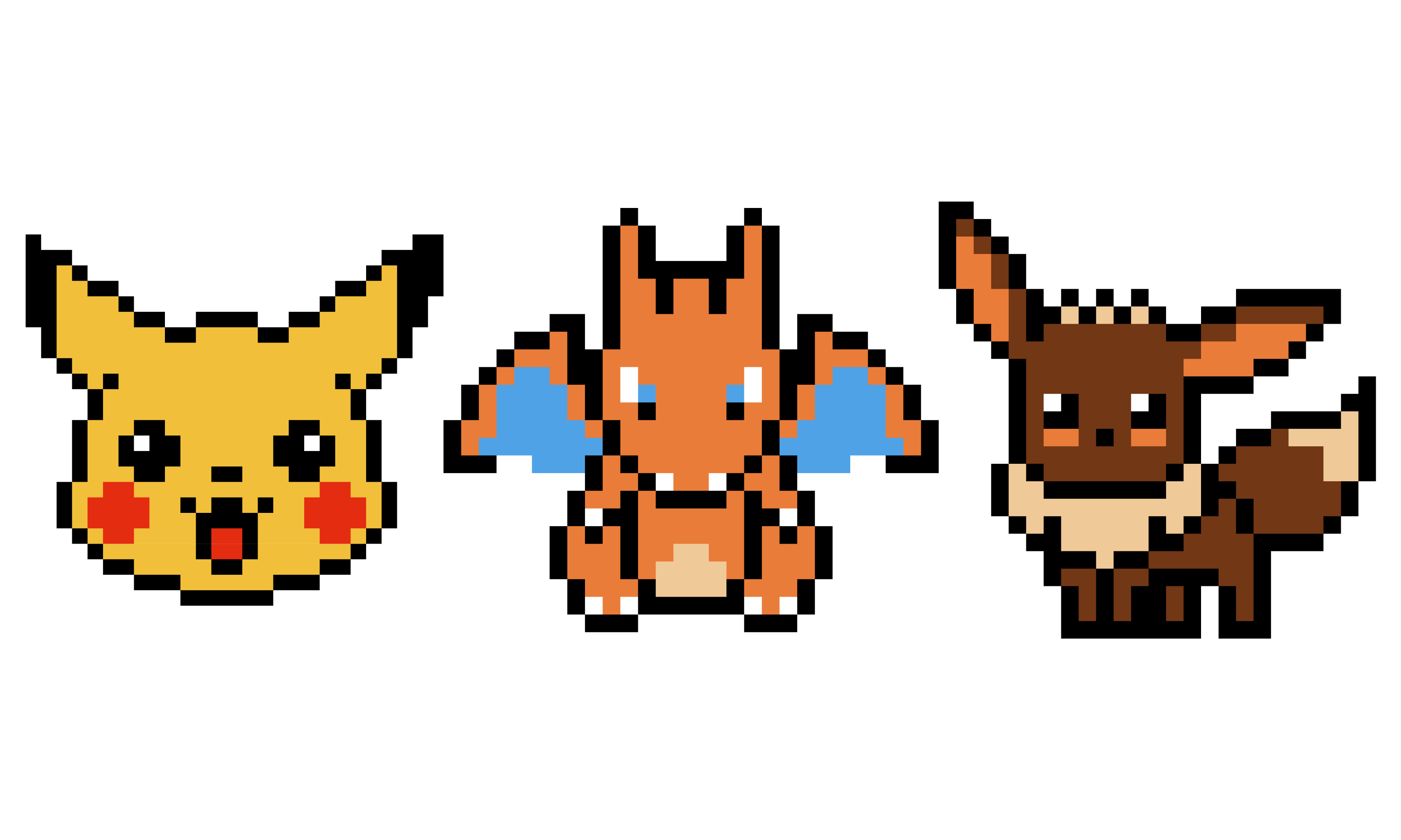 Pixel Art Pokémon : Pikachu, Dracaufeu, et Evoli à recréer